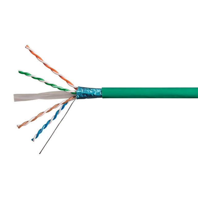 CABLE CAT6 STR SHLD CM GREEN 1000FT 4PR/26AWG S/FTP