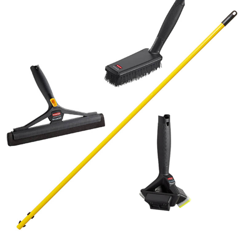 FLOOR CLEANING KIT 58IN HANDLE SQUEEGEE BRUSH 3-IN-1 FLOOR PREP