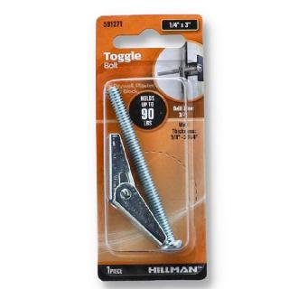 TOGGLE BOLT 1/4X2 INCH HOLDS UPTO 90lbs
SKU:269302