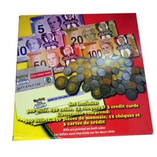 CANADIAN PLAY MONEY BILLS COINS CHEQUES AND CREDIT CARDS SET
SKU:246739