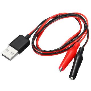 USB ADAPTER A MALE TO BLK & RED ALLIGATOR CLIPS 50CM