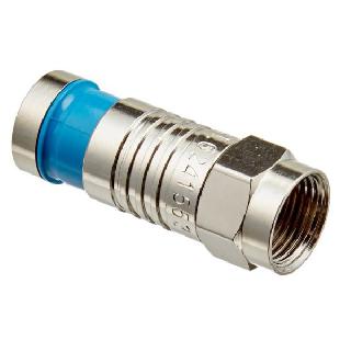F Plug Rg6 Quad Compression Blue Nickle Plated