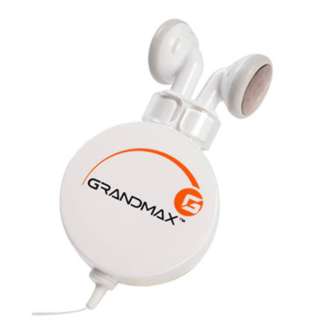 EARPHONE 32R 3.5MM RETRACTABLE 5FT W/SILICONE EAR ADAPTER WHT