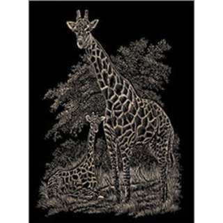 COPPER ENGRAVING GIRAFFE & BABY. 
SKU:219375