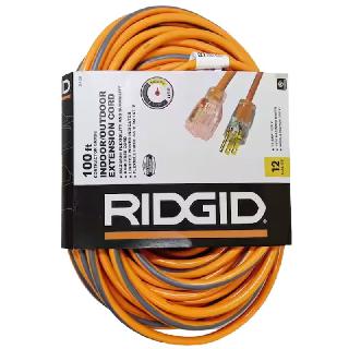 EXTENSION CORD 3/12 100FT SJTW BLK & ORG WITH LIGHTED ENDS