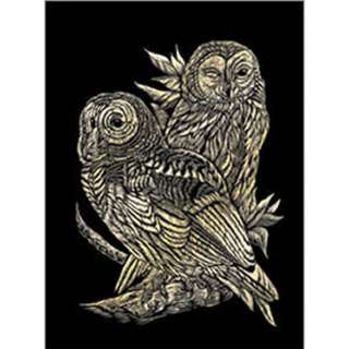 GOLD ENGRAVING OWLS