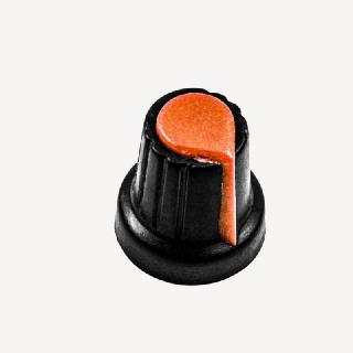 KNOB 1/4IN PLAST 15MM SNAPON RND ORANGE TOP