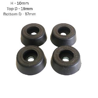 4 Pcs/Pkg FEET RUBBER ROUND 19X10X17MM WITH HOLE FOR M3 SCREW RECESSED