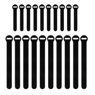 VELCRO HOOK AND LOOP CABLE TIES ASSORTED 5IN 8IN BLACK 20PCSSKU:273574