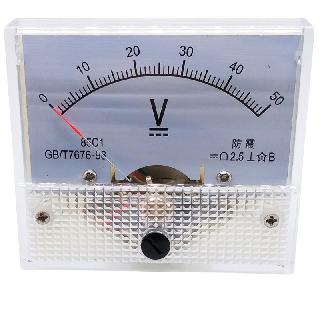 PANEL METER DC 0-50V 2.5X2.1IN 2.5% ACCURACY MOUNT 52MM