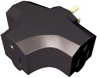 WALL TAP 3-OUTLET BLACK 15A/125VAC/1875W