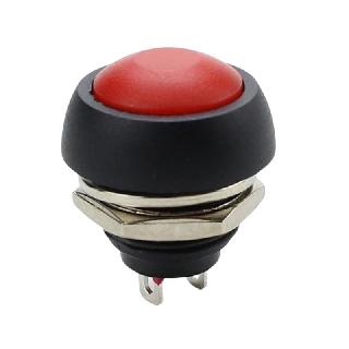PUSH SWITCH MOM 1P1T NO THR SOL 12MM 2A 48VDC DOMED HEAD RED