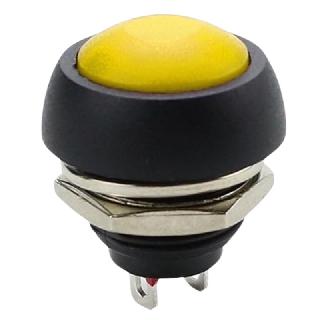 PUSH SWITCH MOM 1P1T NO THR SOL 12MM 2A 48VDC DOMED HEAD YELLOW