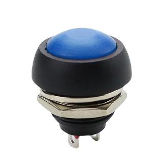 PUSH SWITCH MOM 1P1T NO THR SOL 12MM 2A 48VDC DOMED HEAD BLUE