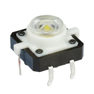 PUSH SWITCH MOM LIT 1P1T NO PCST SQR 12X12MM WH LED 3V CAP HT 3MM