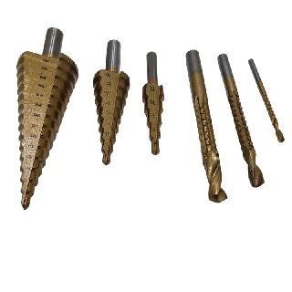 Step Drill Bit 3mm To 32mm 6pcs/set Hss With Titanium Coat